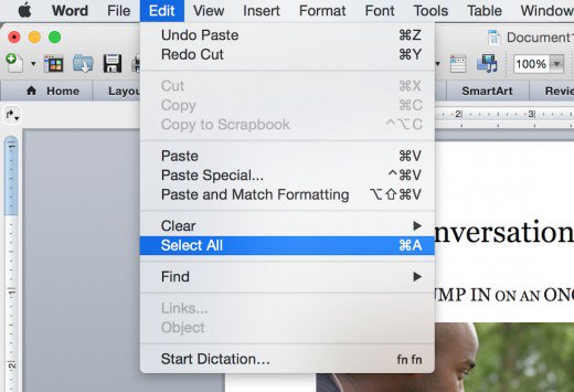 Where Is Select All In Word For Mac